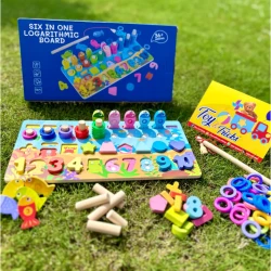 Six in One Logarithmic Board – Kids Educational Wooden Activity Toy